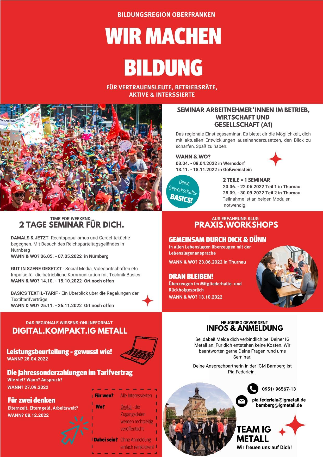 Regionales Bildungsprogramm der IG Metall Bamberg
