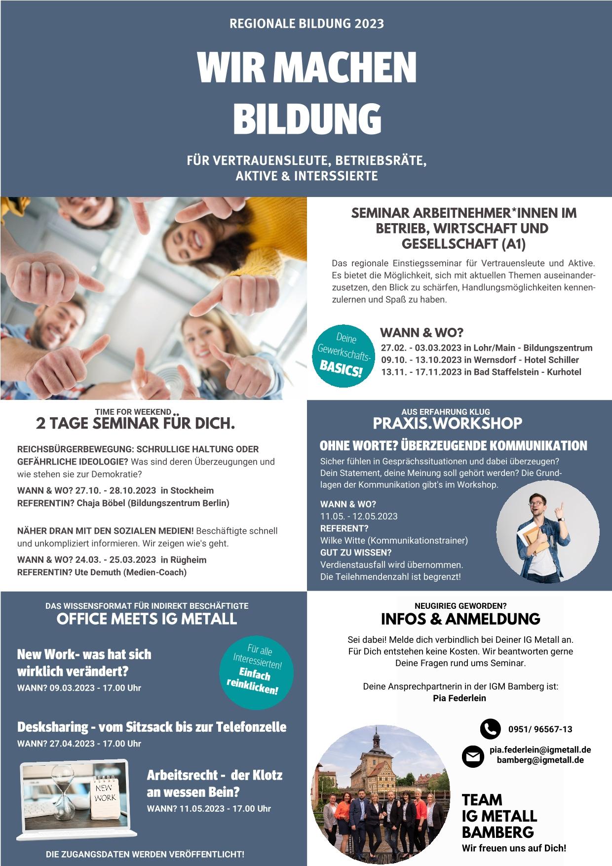 Regionales Bildungsprogramm der IGM Bamberg 2023